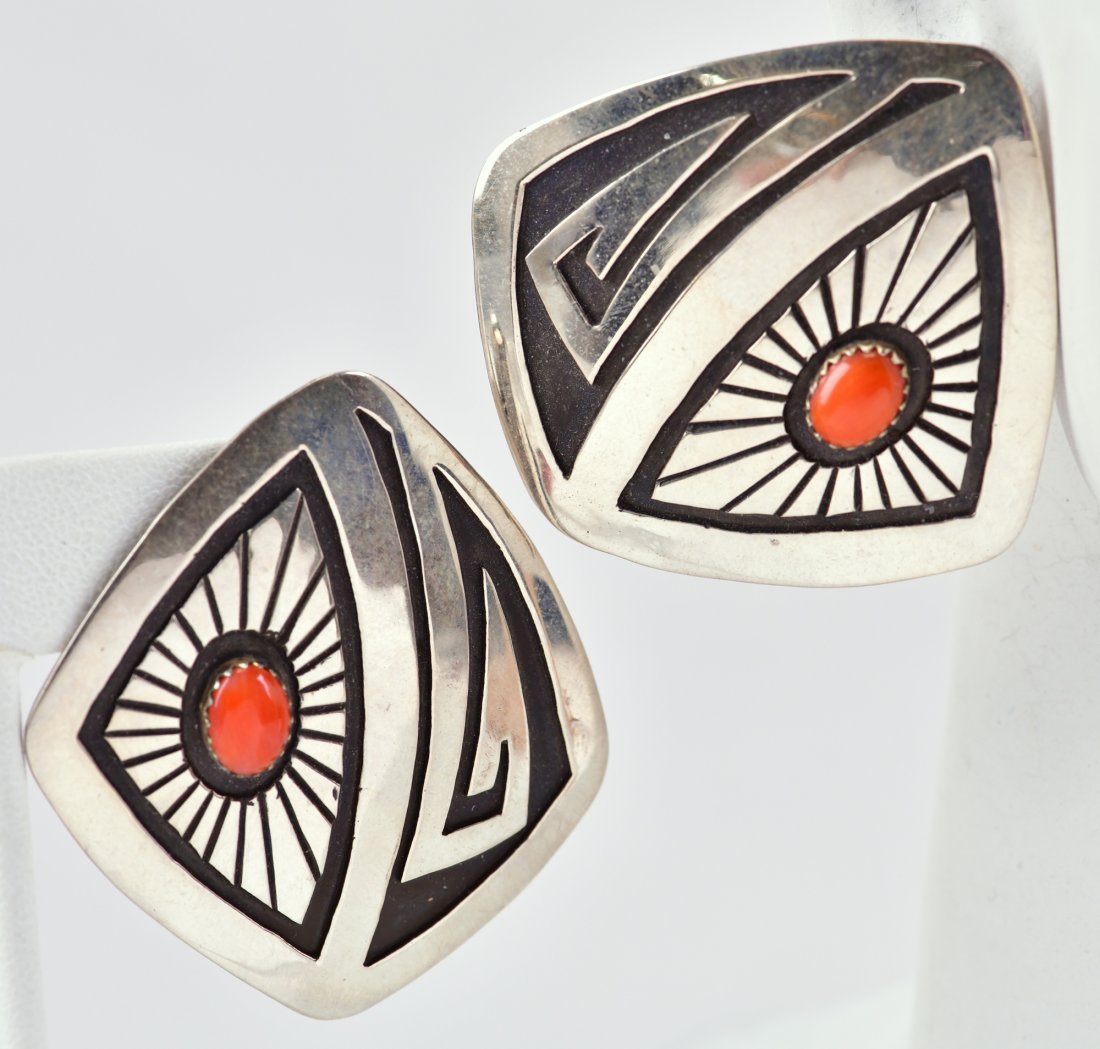 Rosco Scott Overlay Earrings w/Coral (1 of 2)