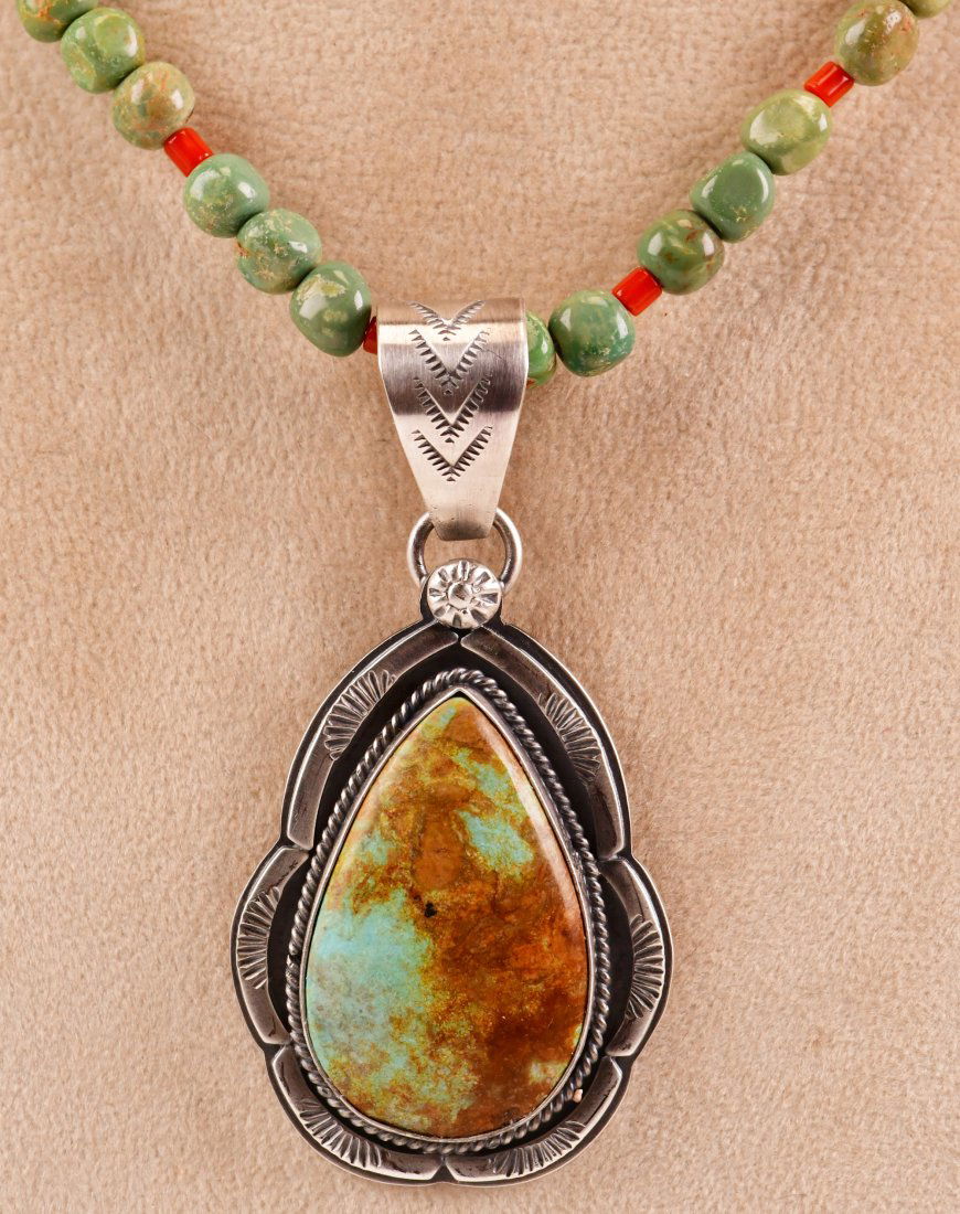 Navajo, Royston Bead Chain & Pendant Necklace (1 of 4)