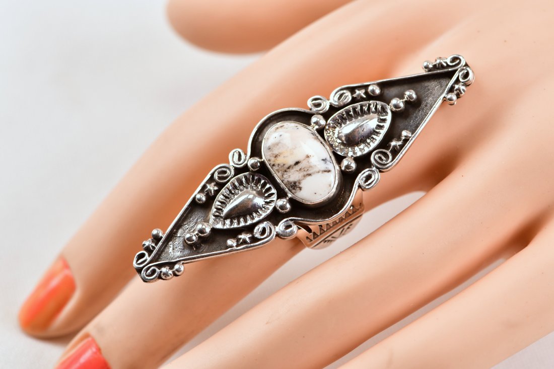 E. Richards Ornate White Buffalo Turquoise Ring (1 of 4)