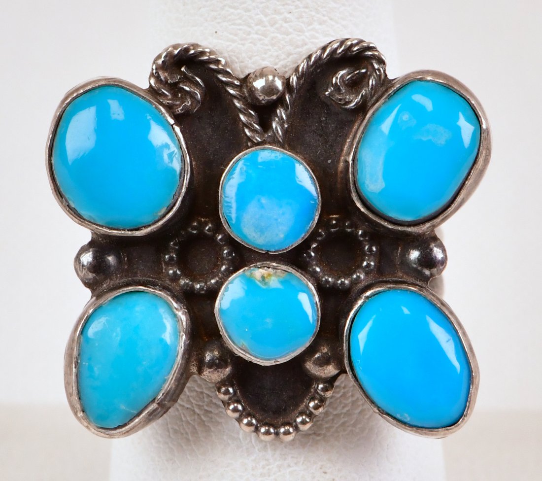 Navajo Vintage Blue Ridge Turquoise Butterfly Ring (1 of 3)