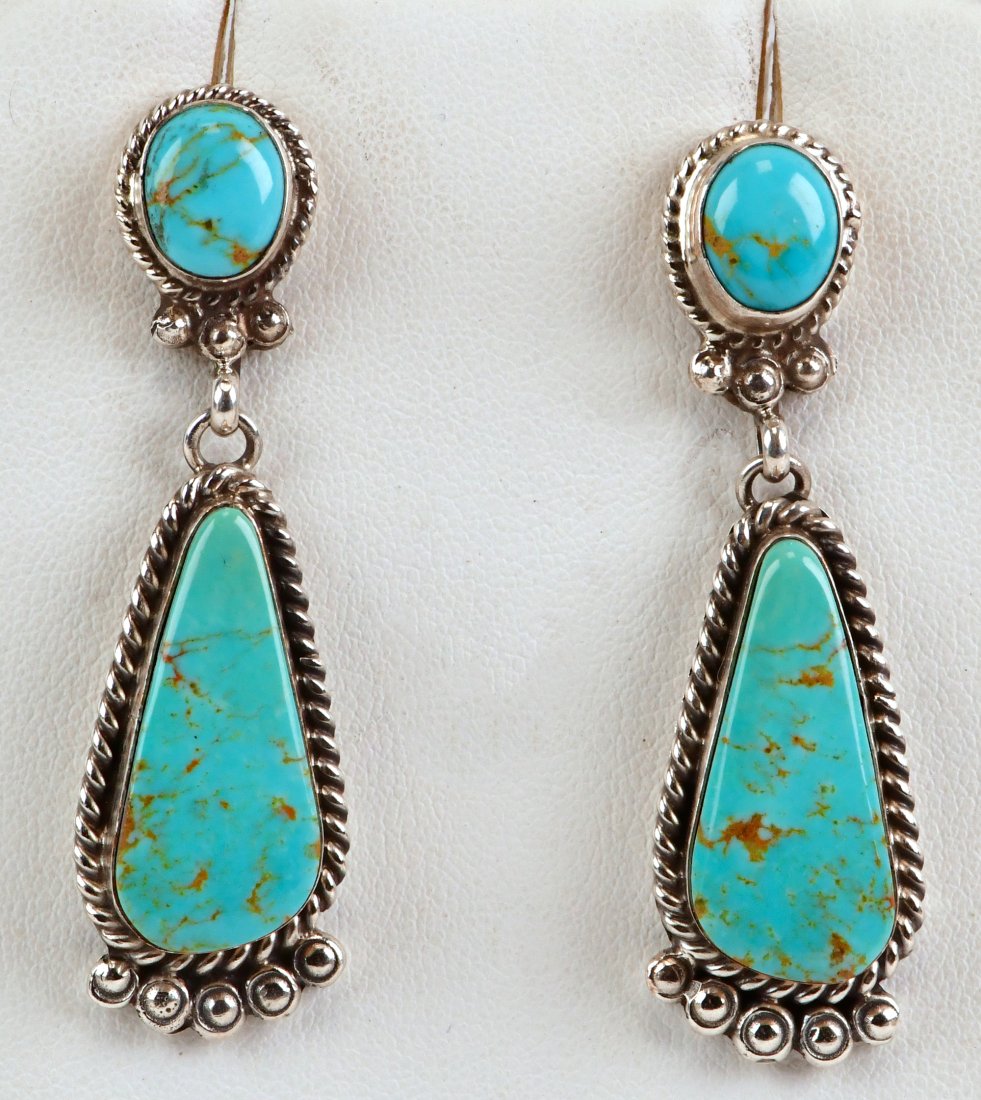 Gilbert Tom Kingman Turquoise Dangle Earrings (1 of 3)