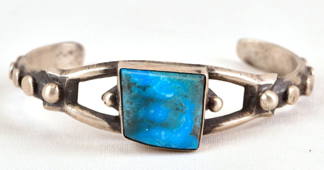 Chimney Butte Sterling Lone Mountain Turquoise Cuff (1 of 3)
