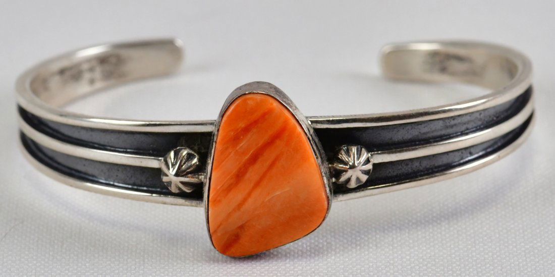 Navajo, Tahe,Sterling Silver Spiny Oyster Cuff Bracelet (1 of 3)