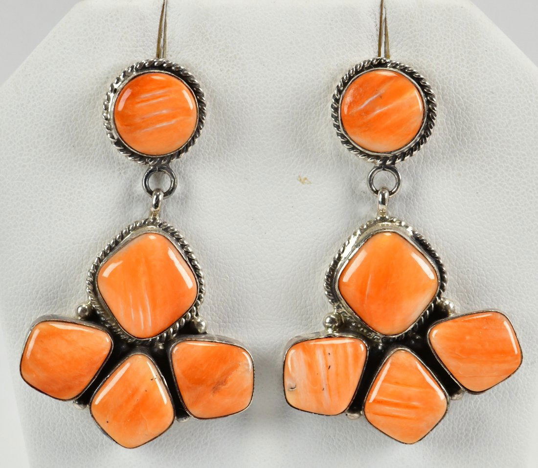Elouise Kee Sterling Orange Spiny Oyster Dangle Earrings (1 of 3)