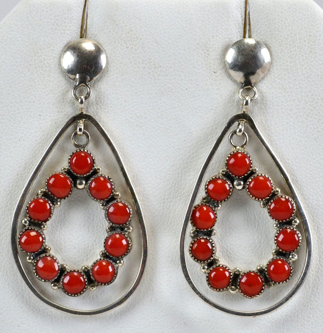 Anthony Skeets Sterling Mediterranean Coral Earrings (1 of 3)