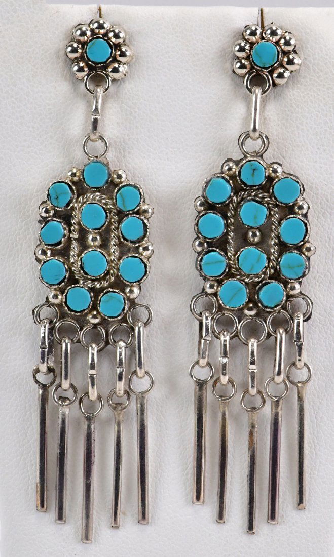 Native American Sterling Castle Dome Turquoise Earrings (1 of 3)