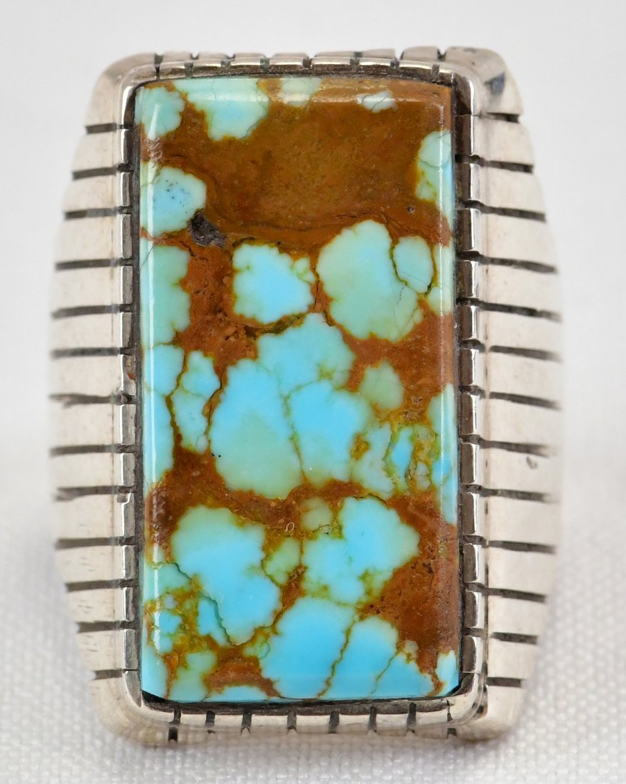 Ray Jack Sterling Silver Number 8 Turquoise Men's Ring (1 of 3)