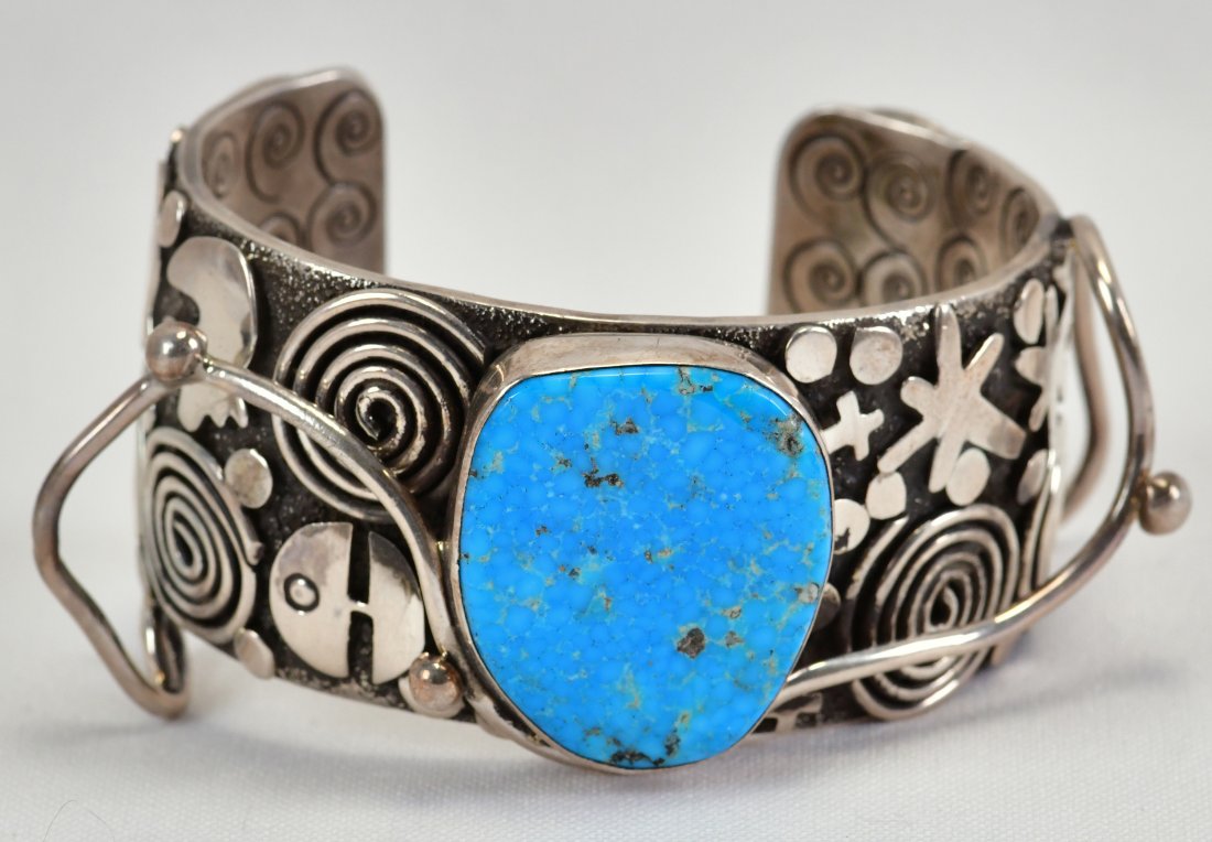 Alex Sanchez Heavy Red Mountain Turquoise Free Form Cuff (1 of 4)