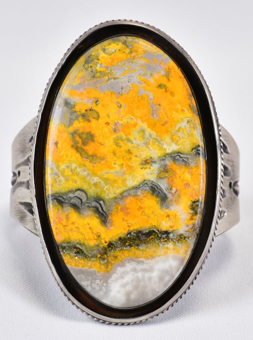 Chimney Butte Sterling Heavy Gauge Bumble Bee Jasper Huge Cuff (1 of 4)