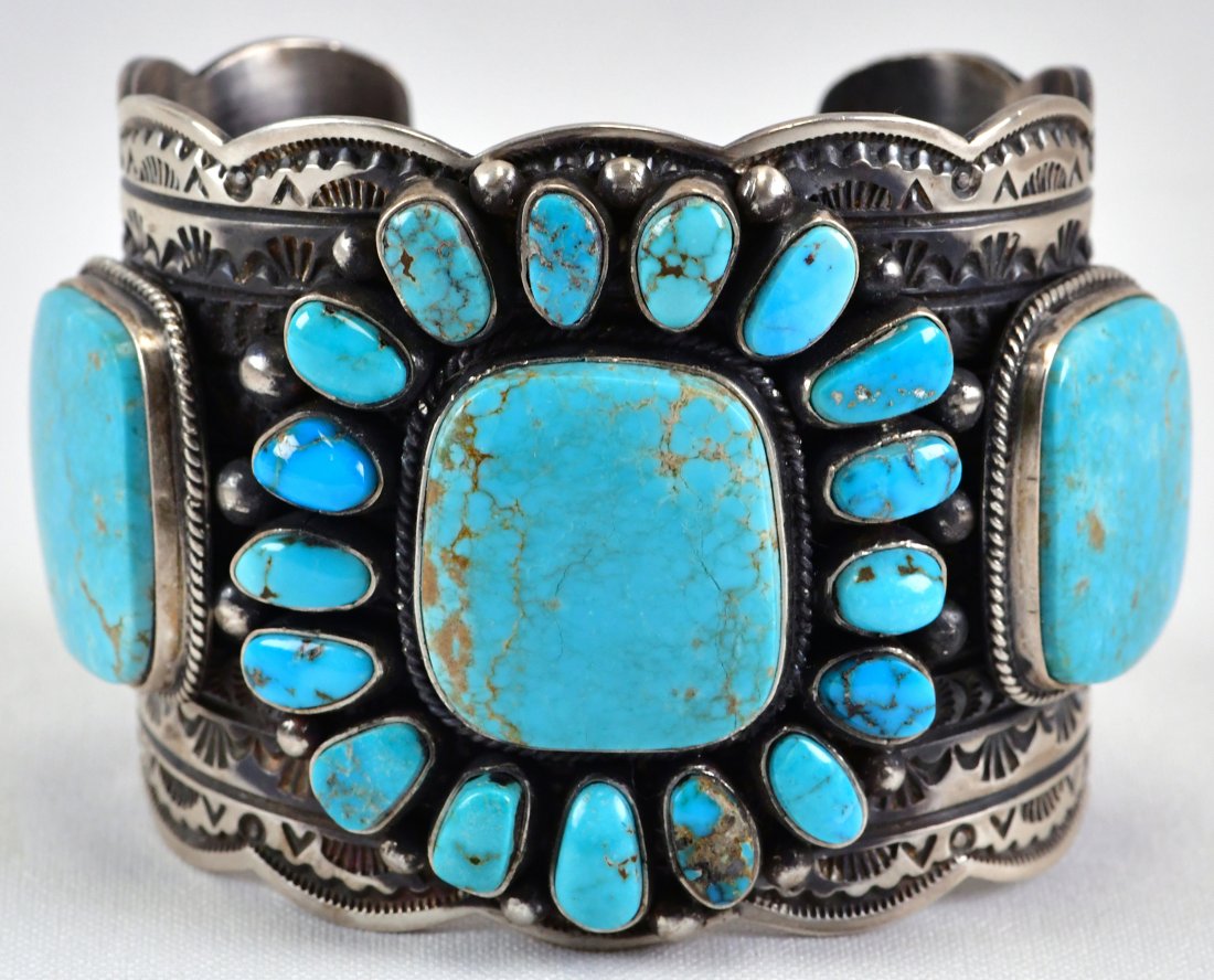 Sterling Silver Huge Castle Dome Turquoise Bracelet| Donovan Cadman (1 of 4)