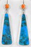 Navajo Sterling Silver Kingman & Shell Long Earrings