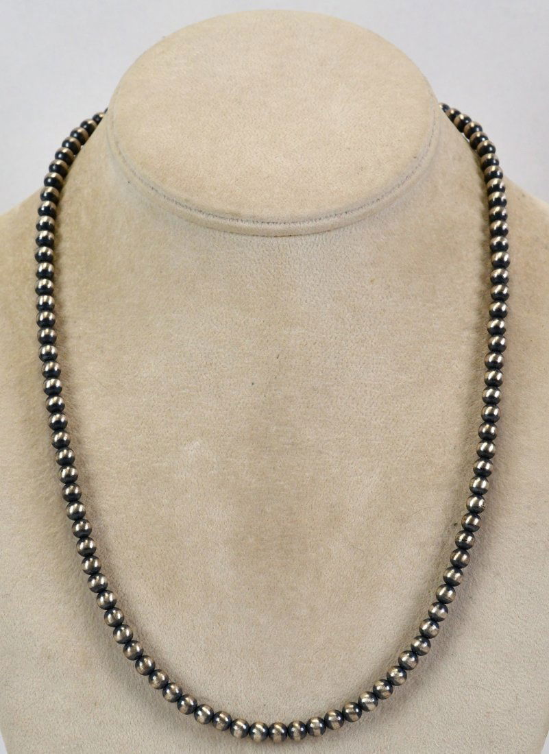 Native American Sterling Silver Bench Bead Necklace (1 of 3)
