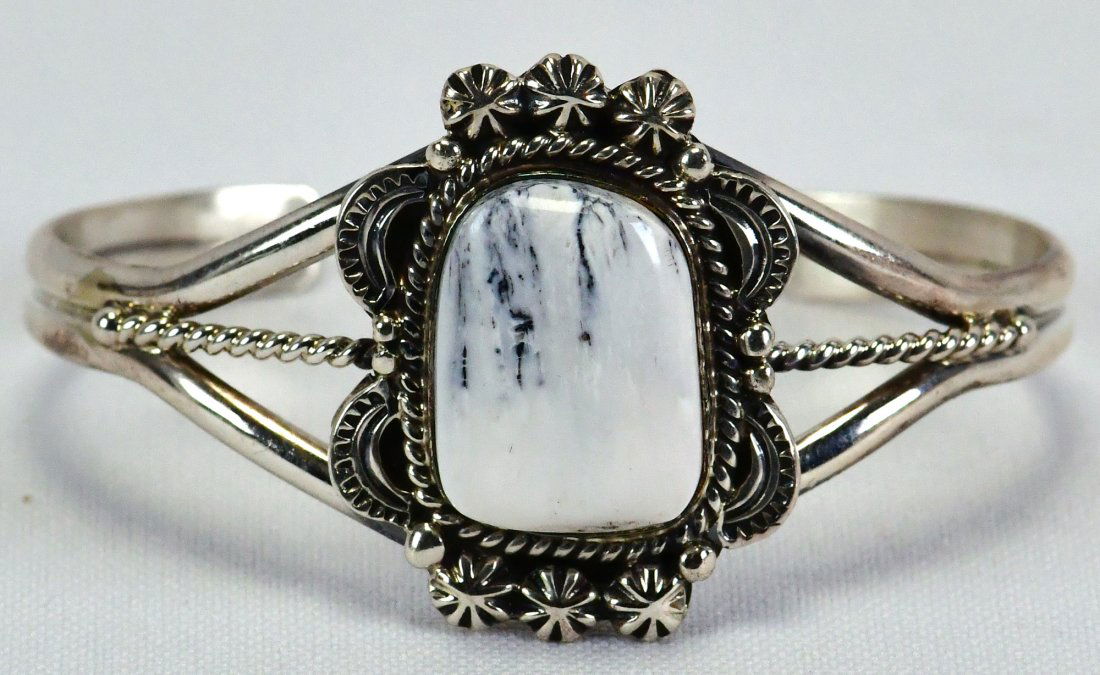 Toadlena Sterling Silver White Buffalo Turquoise Cuff Bracelet (1 of 3)