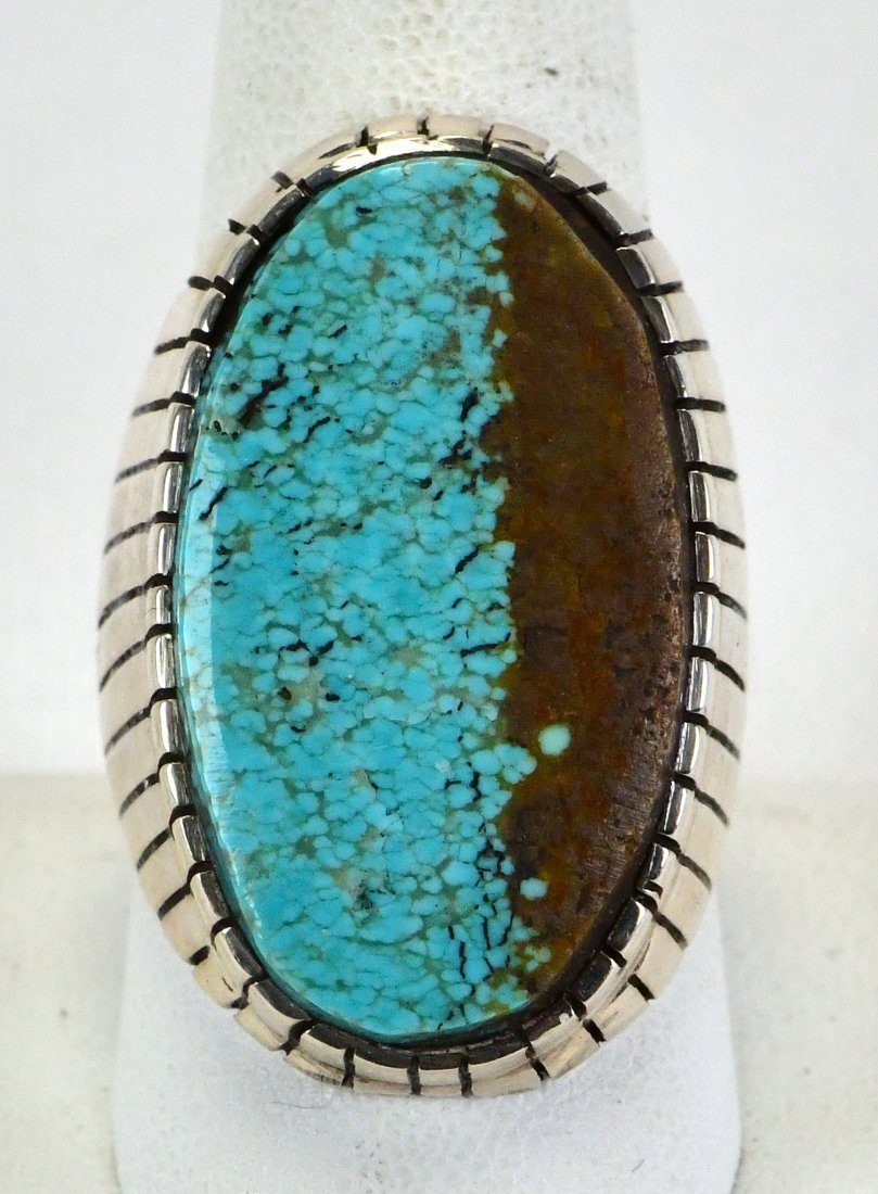 Ray Jack Sterling Silver Number 8 Turquoise Men's Ring (1 of 3)