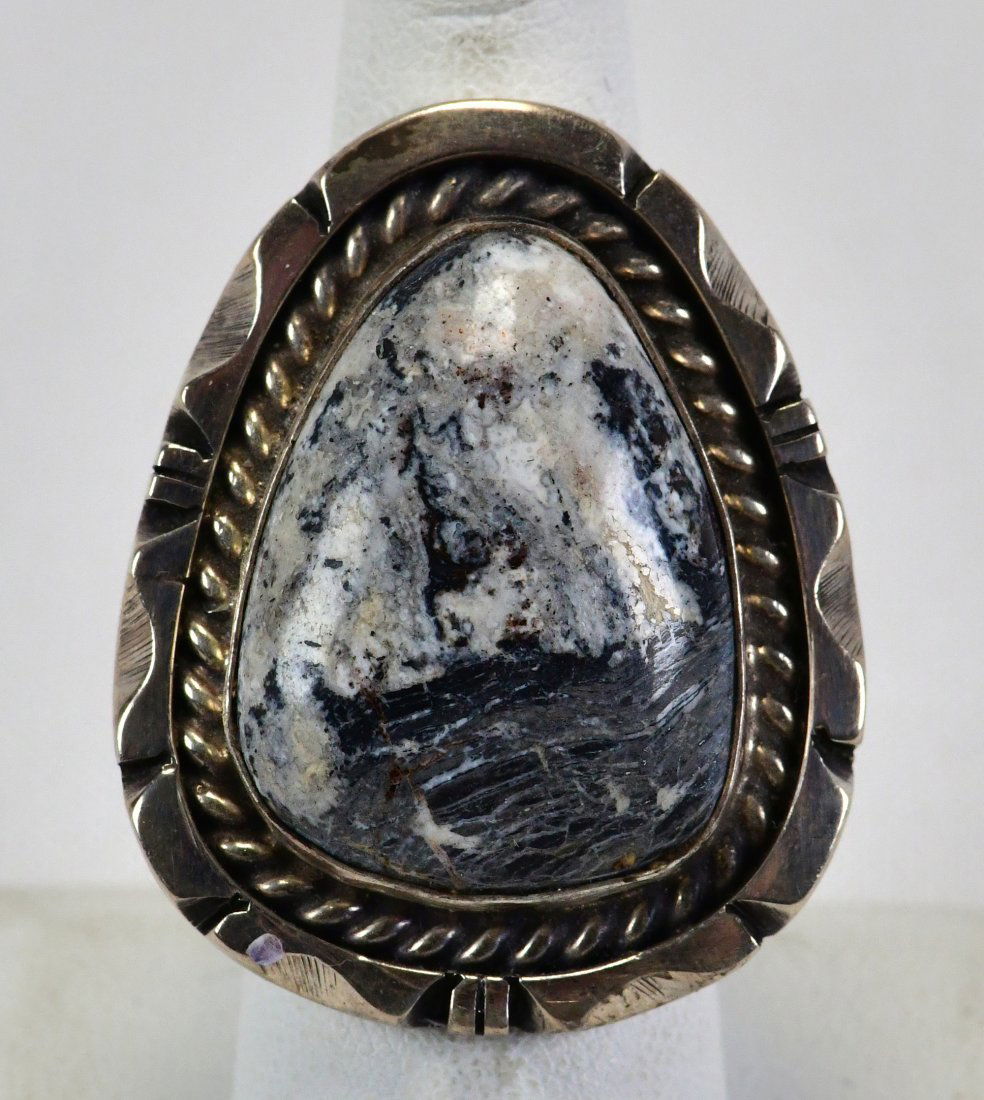 Navajo, Eddie Secatero Sterling Silver Jasper Ring (1 of 3)