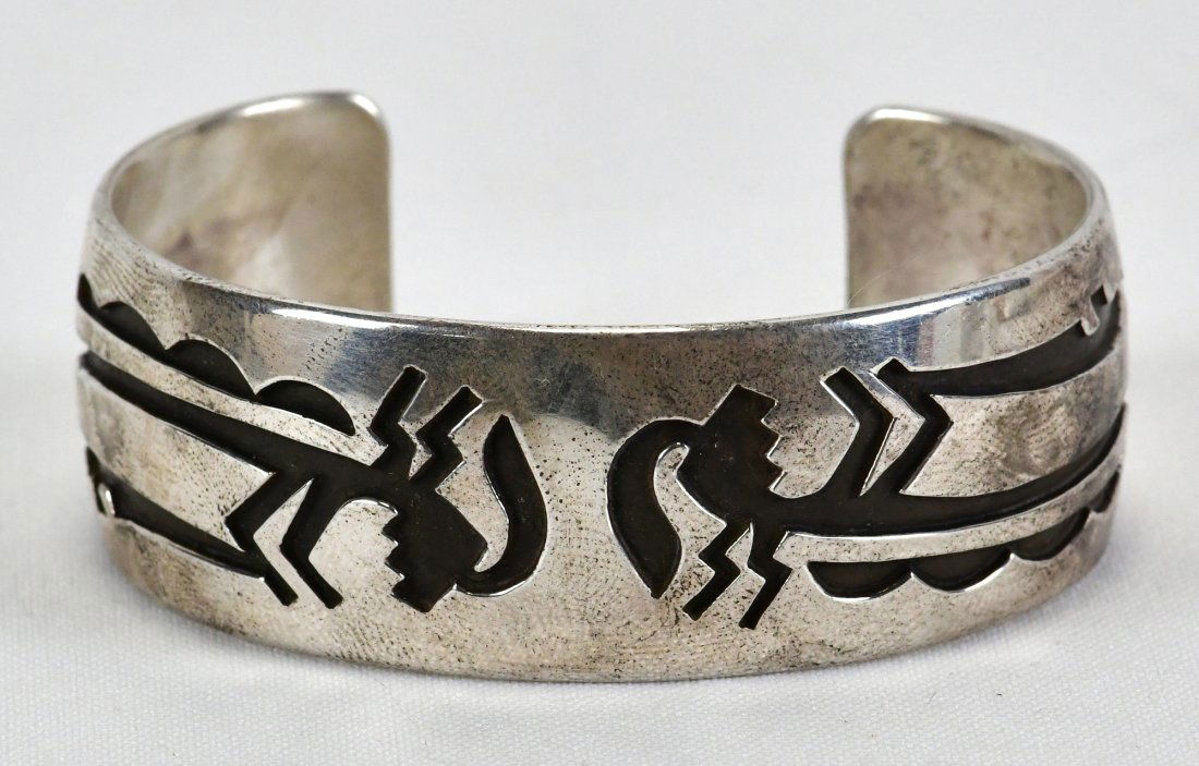 Roscoe Scott Sterling Silver Overlay Kachina Cuff Bracelet (1 of 4)