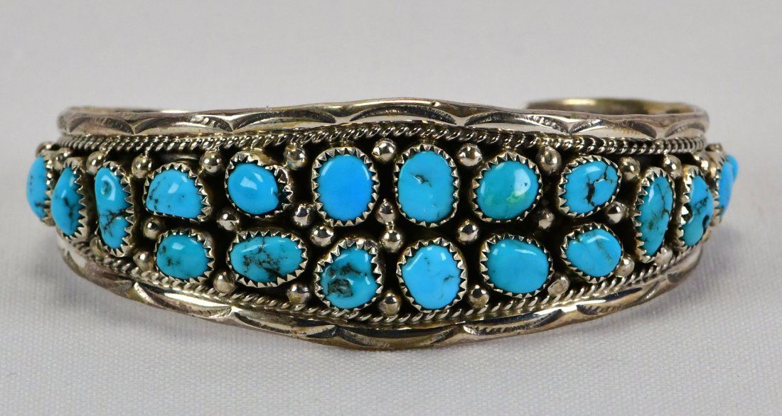 Anita Whitegoat Sterling Silver Kingman Turquoise Nugget Cuff (1 of 4)