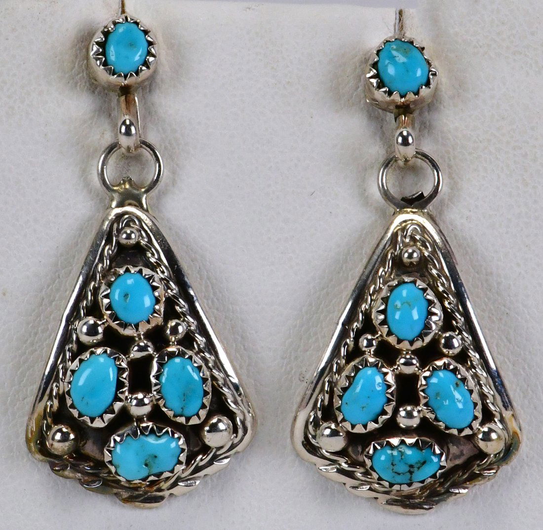 M. Chee Sterling Silver Kingman Turquoise Nugget Earrings (1 of 3)