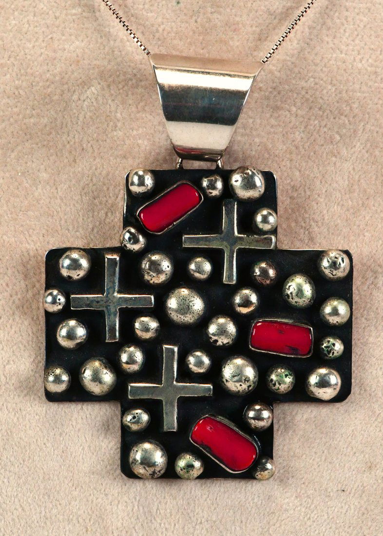 Chimney Butte Heavy Gauge Coral Cross and Dot Cross Pendant (1 of 3)