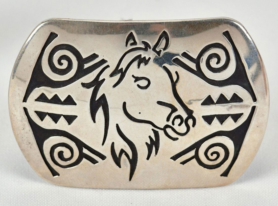 Roscoe Scott Sterling Silver Horse Head Belt Buckle (1 of 2)