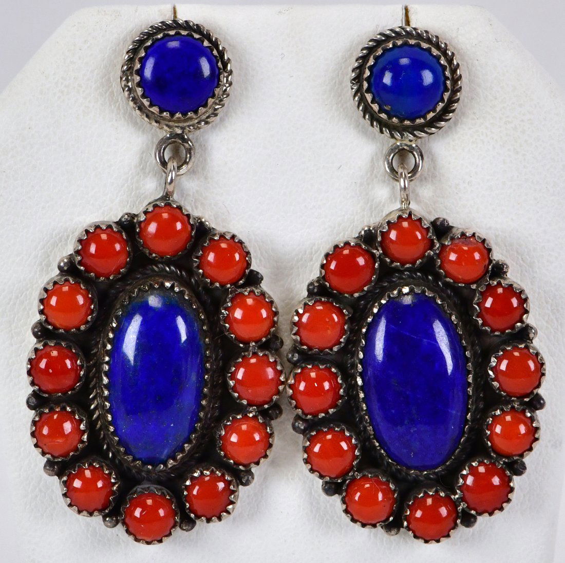 Melvin Francis Sterling Mediterranean Coral & Lapis Earrings (1 of 3)
