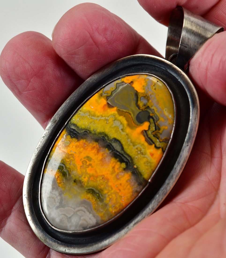 Navajo Sterling Silver Bumble Bee Jasper Large Pendant (1 of 4)