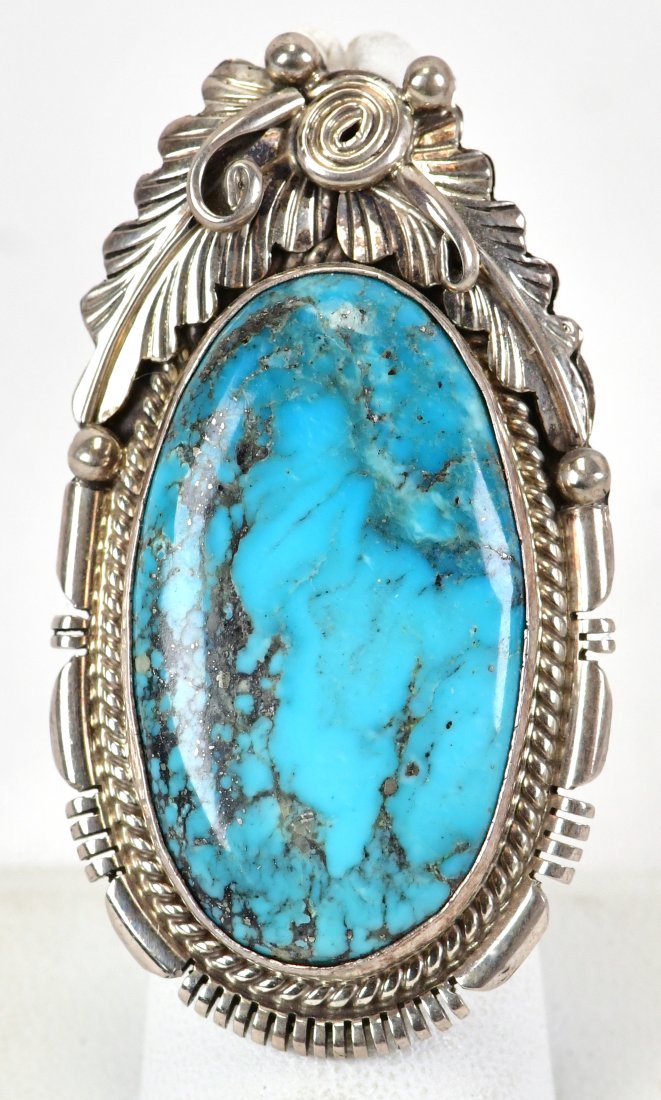 Alfred Marteniz Sterling Silver Lone Mountain Turquoise Lg. Ring (1 of 3)