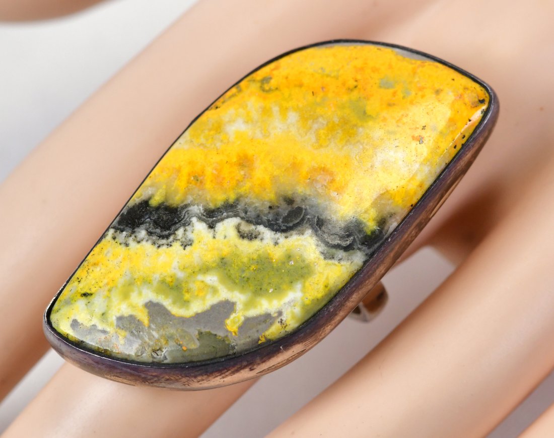 Navajo Sterling Bumble Bee Jasper Free Form Large Ring (1 of 3)