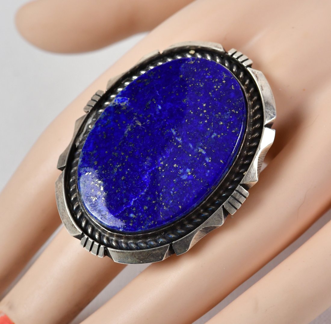 Eddie Secatero Sterling Silver Large Lapis Ring (1 of 3)