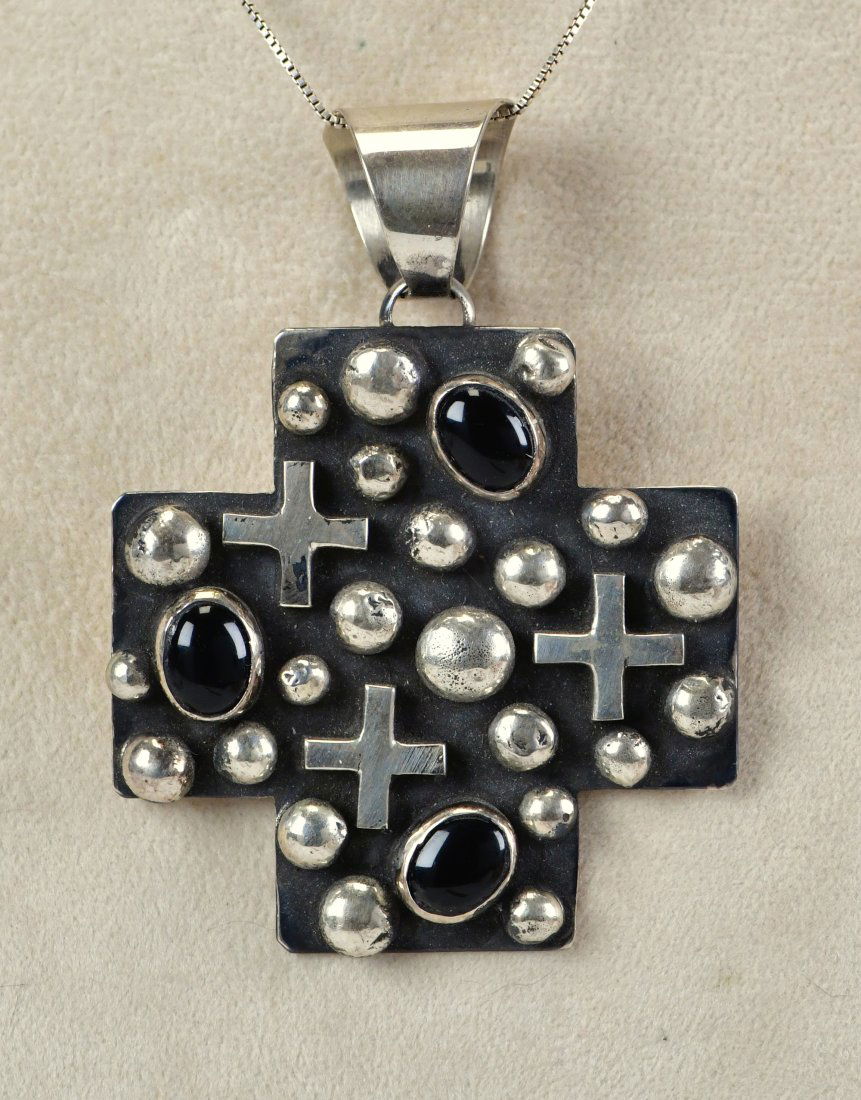 Chimney Butte Sterling Cross and Dot Black Onyx Cross Pendant (1 of 3)