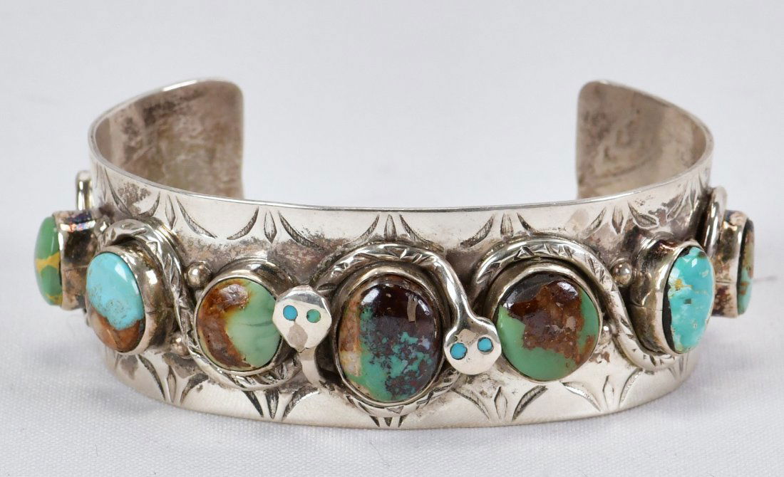 Jude Candelaria Sterling Silver Royston Turquoise 7 Stone Cuff (1 of 4)
