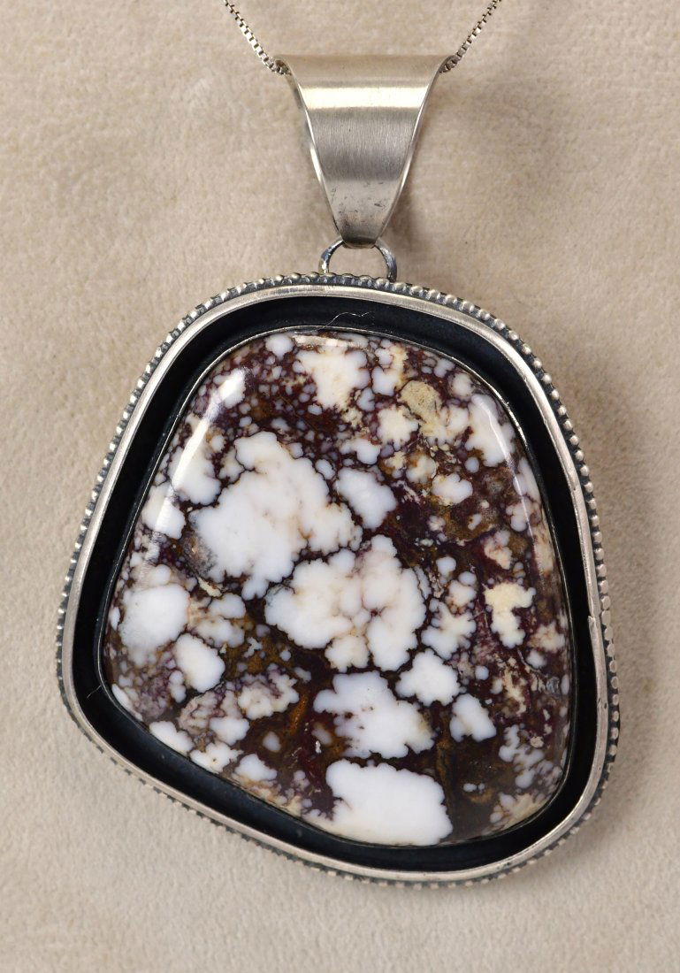 Native American Sterling Wild Horse Turquoise Large Pendant (1 of 3)