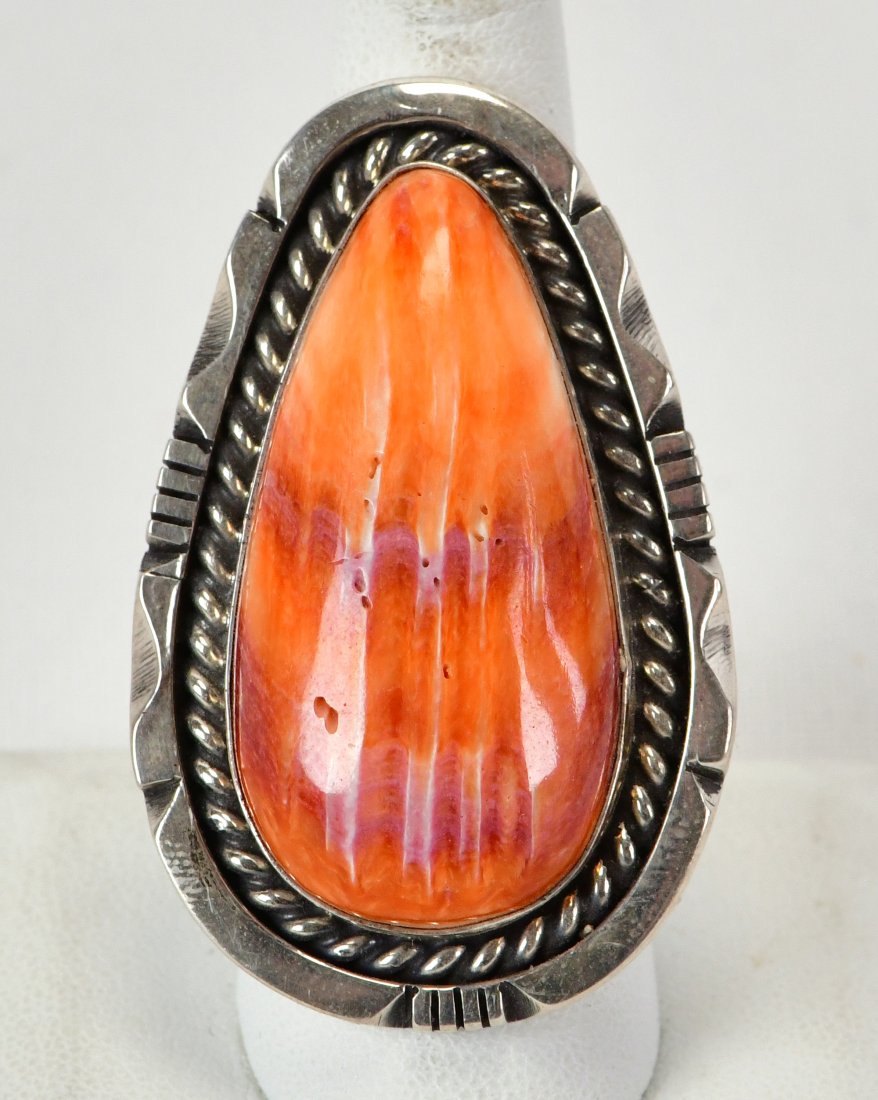 Native American Sterling Silver Spiny Oyster Ring (1 of 3)