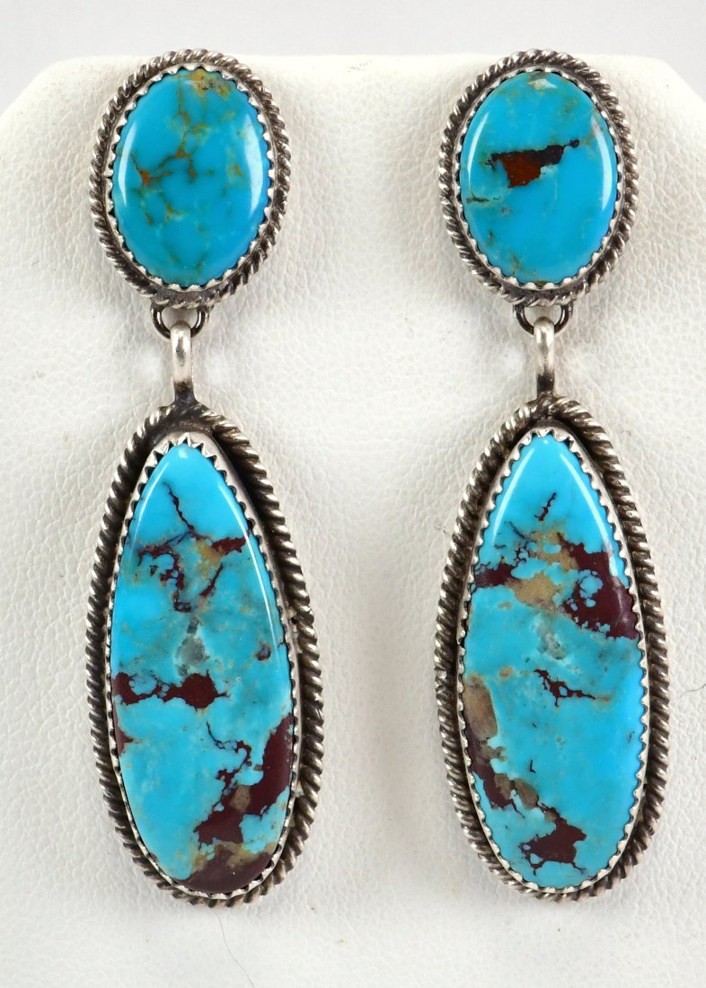 Virginia Becenti Sterling Silver Kingman Turquoise Earrings (1 of 3)