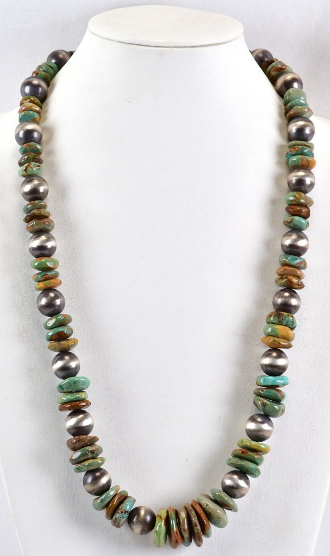 Navajo Sterling Royston Turquoise & Bead Necklace (1 of 4)