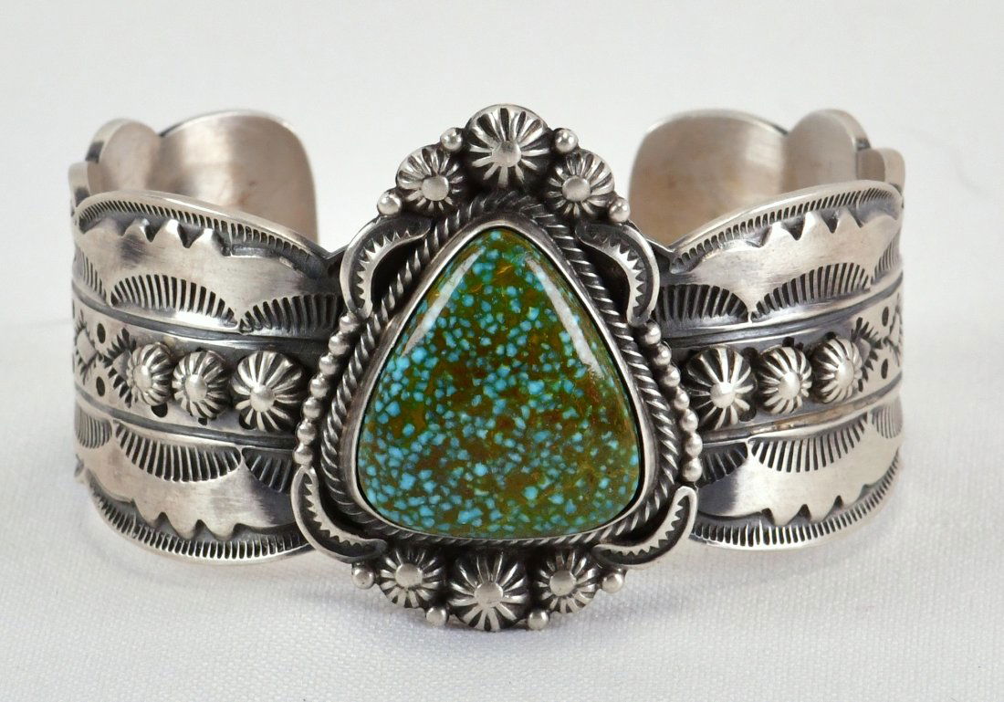 Bennie Ramon,  Sterling High Quality  Kingman Micro Web Turquoise Bracelet (1 of 3)