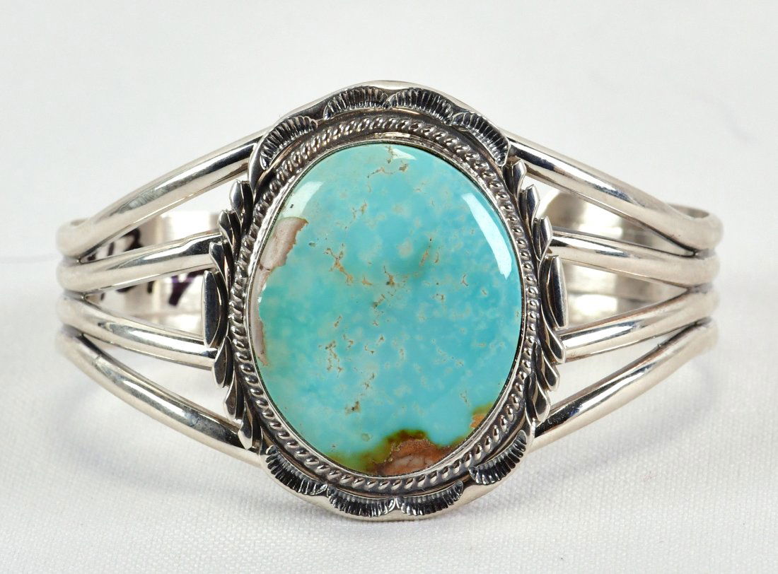 Thomas Francisco Sterling Royston Turquoise Cuff Bracelet (1 of 3)