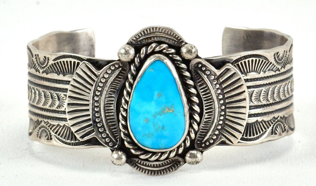 Garrett Hale Sterling Silver Blue Ridge Turquoise Bracelet (1 of 3)