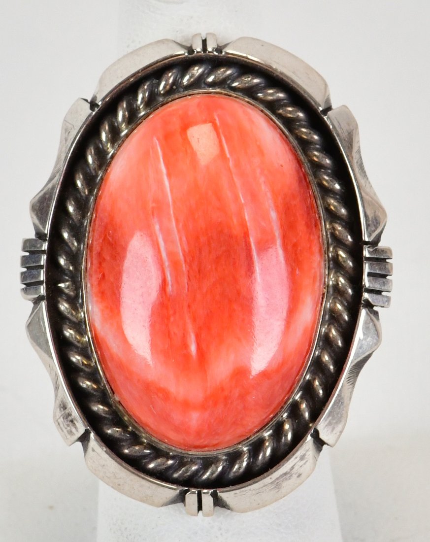 Eddie Secatero Sterling Silver Spiny Oyster Dome Ring (1 of 3)