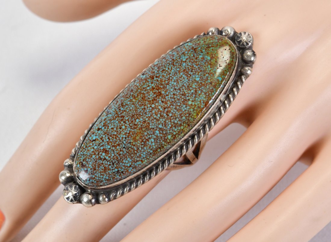 Augustine Largo Sterling Silver Nevada Green Spiderweb Turquoise Ring (1 of 3)