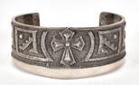 Native American Vintage Sterling Sand Cast Cuff Bracelet