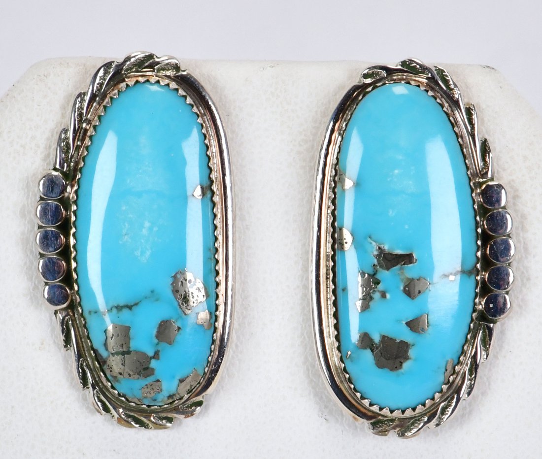 Phillip Yazzie Sterling Silver Ithaca Peak Turquoise Earrings (1 of 3)
