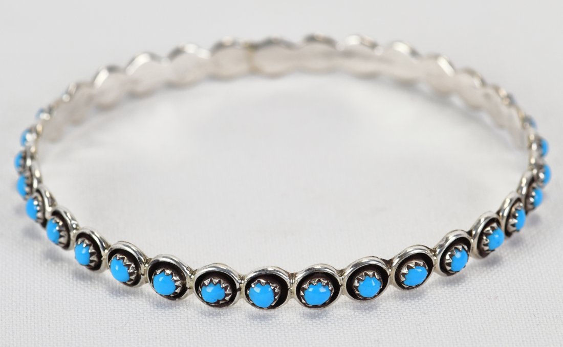 Zuni Sterling Silver Sleeping Beauty Turquoise Stackable Bangle (1 of 5)