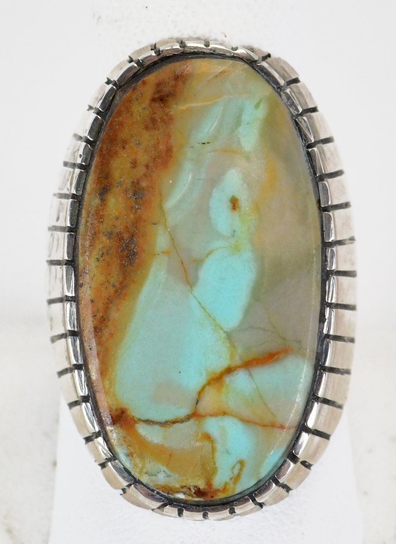Ray Jack Sterling Silver Kingman Turquoise Men's Ring (1 of 4)