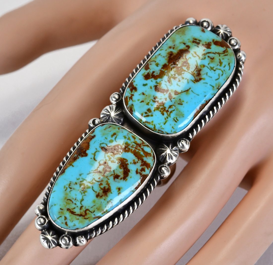 Navajo Sterling Silver Number 8 Turquoise Large Ring (1 of 4)