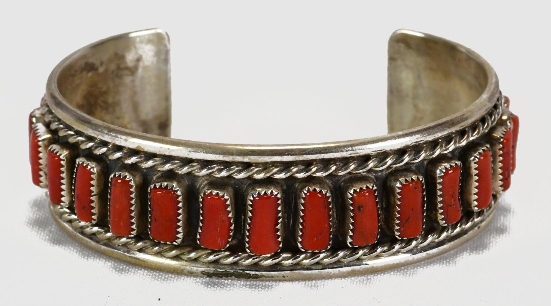 Chris Charley Sterling Silver Coral Cuff Bracelet (1 of 5)