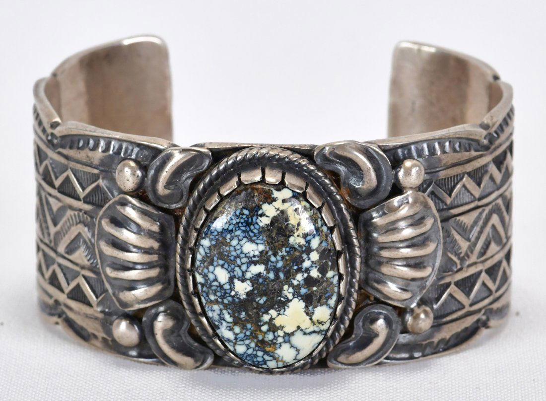 Tillie Jon Sterling Silver New Lander Turquoise Cuff Bracelet (1 of 5)