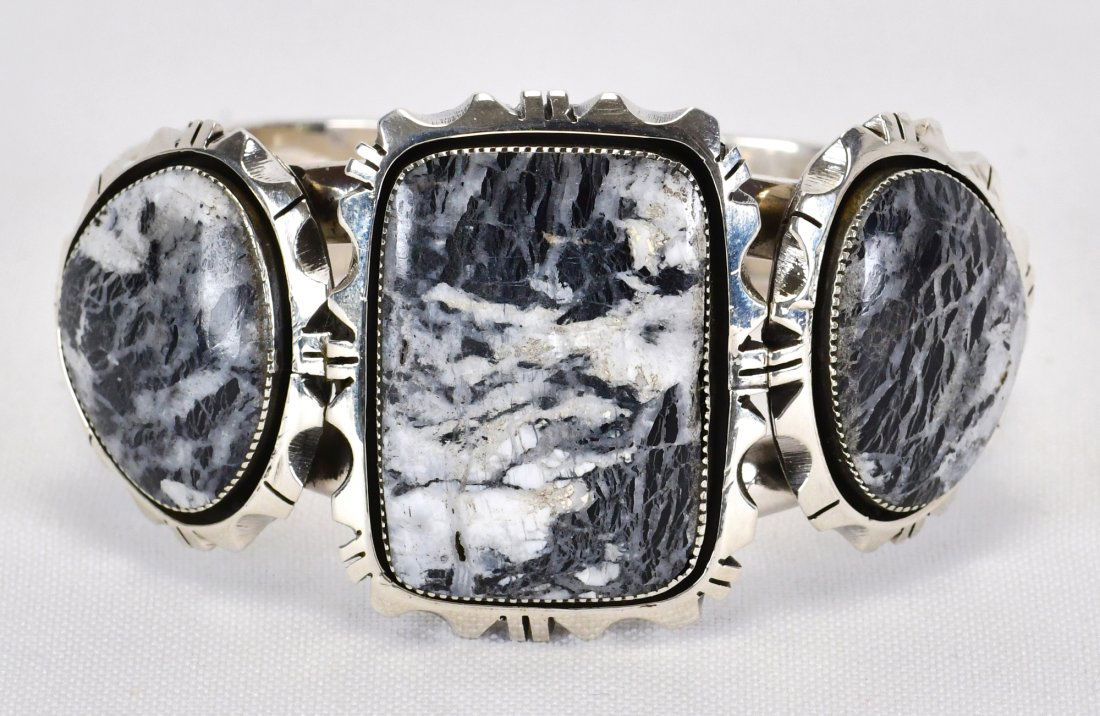 Phyllis Smith Sterling White Buffalo Turquoise Cuff Bracelet (1 of 5)