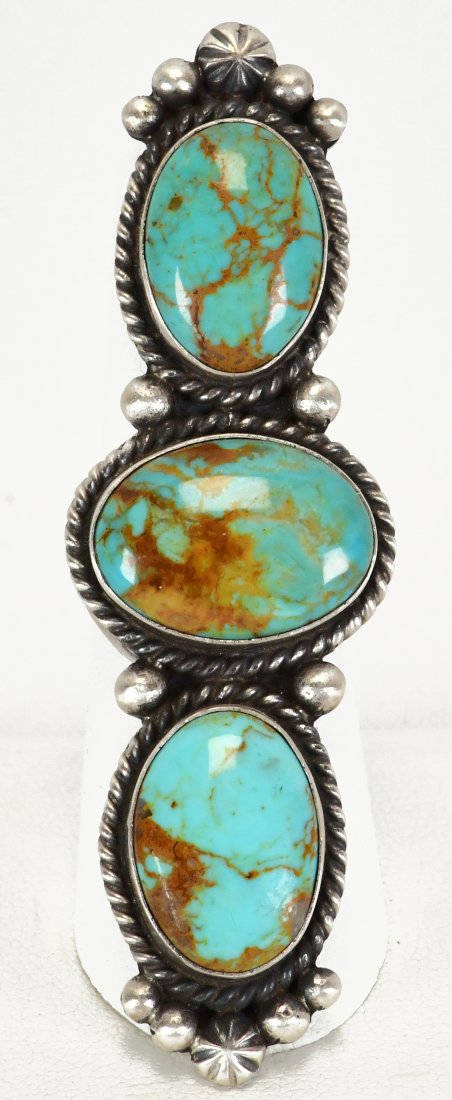 Native American Sterling Silver Long Royston Turquoise Ring (1 of 4)