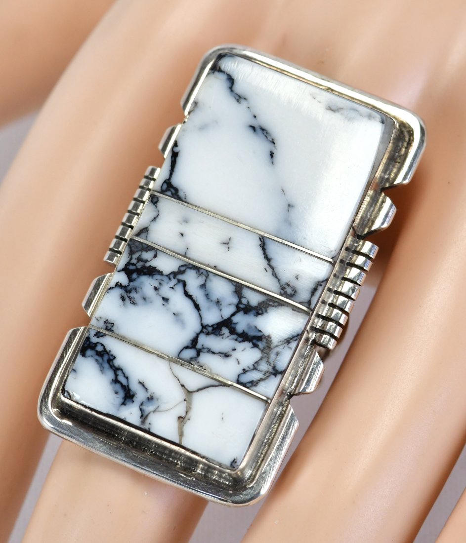 Native American Sterling Silver White Buffalo Turquoise Ring (1 of 3)